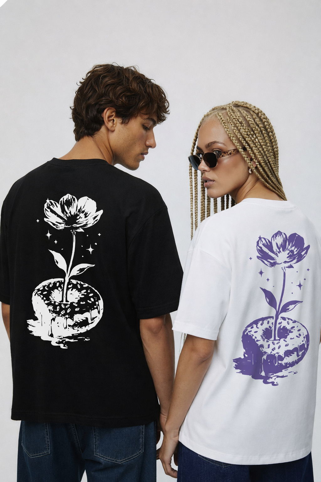 Donut Flower T-shirt — Floral Donut Graphic Oversized T-Shirt