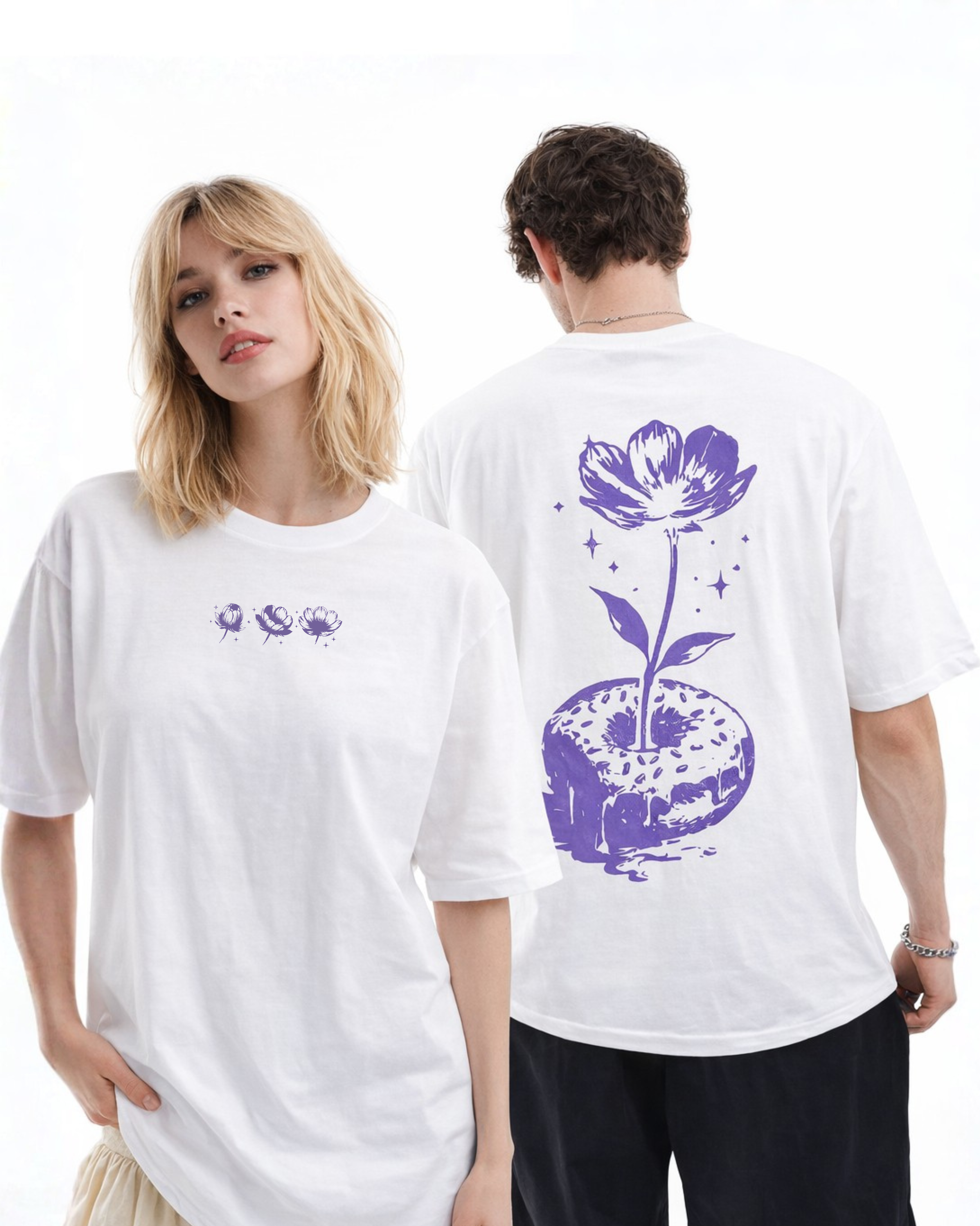 Donut Flower T-shirt — Floral Donut Graphic Oversized T-Shirt